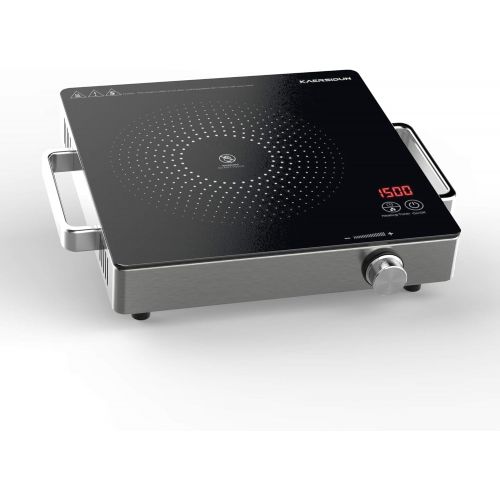  [아마존베스트]KAERSIDUN Hot Plate Electric Single Burner 1500W Portable Burner for Cooking with Adjustable Temperature & Stay Cool Handles, Non-Slip Rubber Feet, Stainless Steel Easy To Clean, Compatible