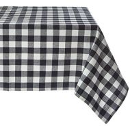 KAF Home TC 27632 Buffalo Tablecloth in Navy & White Woven Check, 52 by 70,