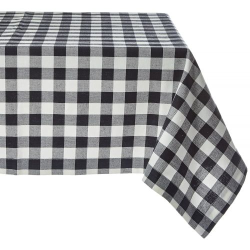  KAF Home TC 27632 Buffalo Tablecloth in Navy & White Woven Check, 52 by 70,