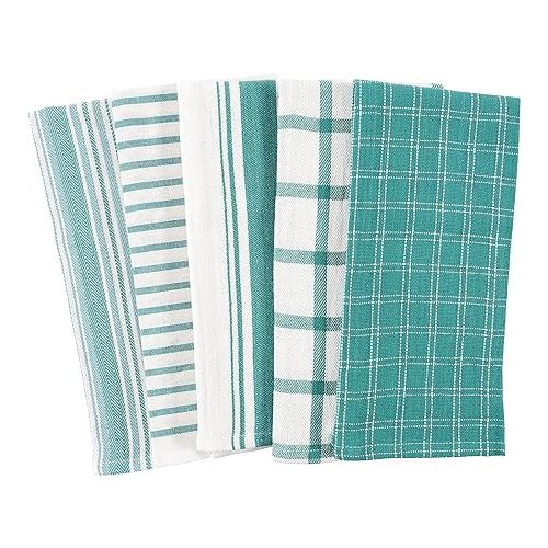  KAF Home Assorted Flat Kitchen Towels | Set of 10 Dish Towels, 100% Cotton - 18 x 28 inches | Ultra Absorbent Soft Kitchen Tea Towels | Perfect for Cooking, Cleaning, and Drying Hands (Teal)