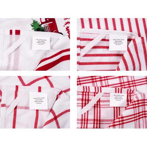  KAF Home Pantry Kitchen Holiday Dish Towel Set of 4, 100-Percent Cotton, 18 x 28-inch (Vintage Red Christmas Truck)