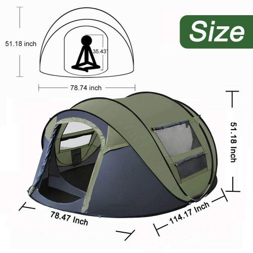  KAIDEE Portable Instant Pop Up Tent for Family Travel Beach Automatic Waterproof Easy Persons for Camping Hiking Canopy with Carry Bag Outdoor 4 Person 114.17x78.74x51.18inches