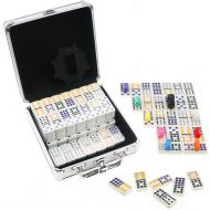 [아마존 핫딜] KAILE Mexican Train Dominos Game Set, 91 Tiles Double 12 Color Dots Dominoes Set for Travel Dominoes Game with Aluminum Case