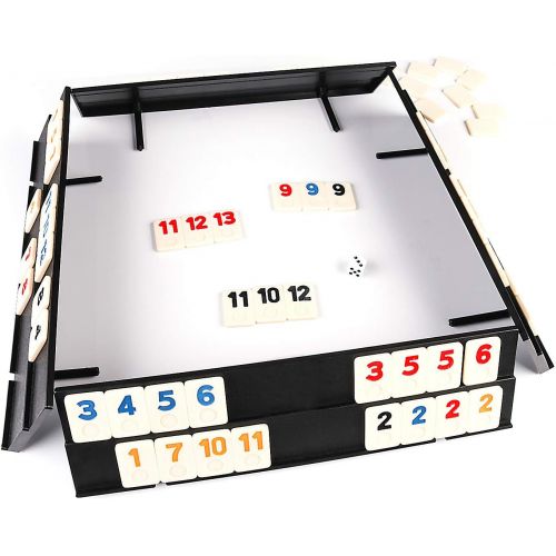  [아마존베스트]KAILE 106 Rummy Tiles Game, Rummy Cube Sets Travel Game Outlasting Color with Aluminum Case & 4 Anti-Skid Durable Trays for Kids and Families