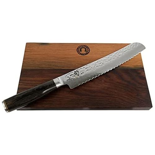  [아마존베스트]KAI/Palatina Werkstatt KAI Shun Premier Tim Malzer Gift Set TDM-1705 Ultra Sharp Japanese Knife / Bread Knife Made of Damascus Steel + Large and Robust Barrel Wood Board 30 x 18 cm