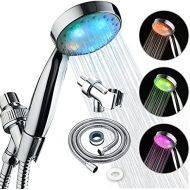 KAIREY Led Handheld Shower Head 7 Color Light Change Automatically Polished Chrome with 60 Inches Stainless Steel Hose and Adjustable Bracket