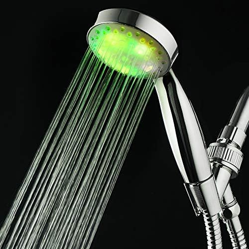  KAIREY Led Handheld Shower Head 7 Color Light Change Automatically Polished Chrome with 60 Inches Stainless Steel Hose and Adjustable Bracket