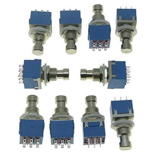  KAISH Pack of 10 Box Stomp 9 Pins 3PDT Guitar Effect Pedal Switch Push Button Foot Switch True Bypass Blue