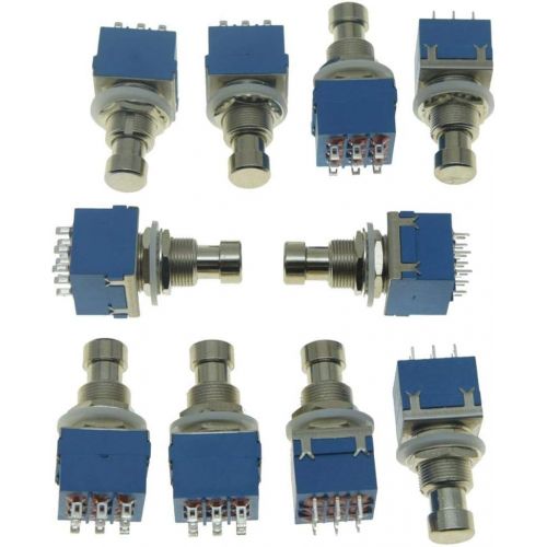  KAISH Pack of 10 Box Stomp 9 Pins 3PDT Guitar Effect Pedal Switch Push Button Foot Switch True Bypass Blue