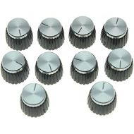 KAISH 10pcs Guitar AMP Amplifier Push on fit Knobs Black with Silver Aluminum Cap Top for Marshall Amplifiers with 6mm diameter Pots