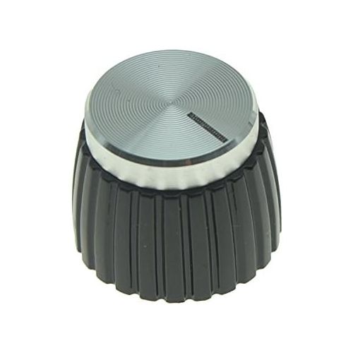  KAISH 10pcs Guitar AMP Amplifier Push on fit Knobs Black with Silver Aluminum Cap Top for Marshall Amplifiers with 6mm diameter Pots