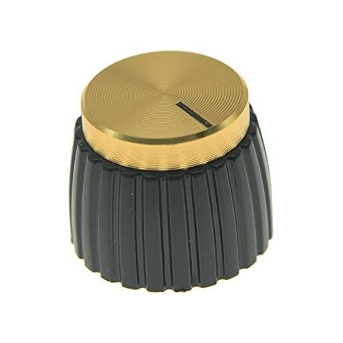  KAISH 10pcs Guitar AMP Amplifier Push on fit Knobs Black with Gold Aluminum Cap Top Fits 6mm Diameter Pots Marshall Amplifiers