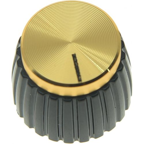  KAISH 10pcs Guitar AMP Amplifier Push on fit Knobs Black with Gold Aluminum Cap Top Fits 6mm Diameter Pots Marshall Amplifiers