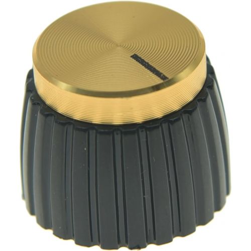  KAISH 10pcs Guitar AMP Amplifier Push on fit Knobs Black with Gold Aluminum Cap Top Fits 6mm Diameter Pots Marshall Amplifiers