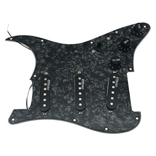  KAISH Black Pearl Loaded Electric Guitar Pickguard Prewired Pickguard with Wilkinson Pickups for Fender Strat Made In USA or Mexico