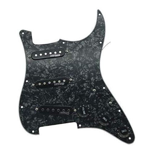  KAISH Black Pearl Loaded Electric Guitar Pickguard Prewired Pickguard with Wilkinson Pickups for Fender Strat Made In USA or Mexico