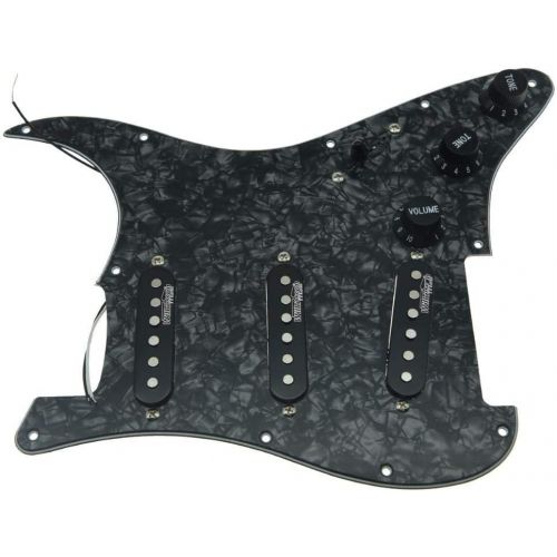  KAISH Black Pearl Loaded Electric Guitar Pickguard Prewired Pickguard with Wilkinson Pickups for Fender Strat Made In USA or Mexico