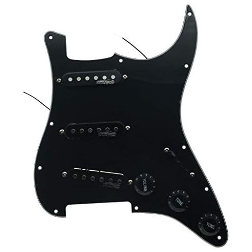  KAISH Black 3Ply Loaded Electric Guitar Pickguard Prewired Pickguard with Wilkinson Pickups for Fender Strat Made In USA or Mexico