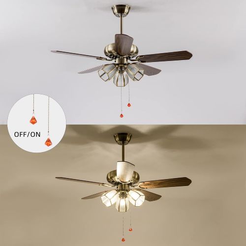  KAISITE 42-Inch Ceiling Fan, Rustic Flush Mount Ceiling Fan with Pull Chain Control and Frosted Glass Lampshade, Low Profile Ceiling Fan with E26 Bulb Socket and 4 Plywood Blades (