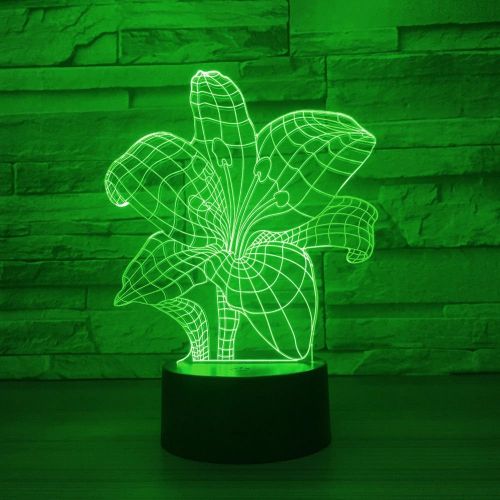  KAIYED 3D Night Light Lily Flower 3D Night Light 7Colors Christmas Gifts Mood Lamp Touch Girl Child Living/Bedroom Table Desk Sleeping Lighting