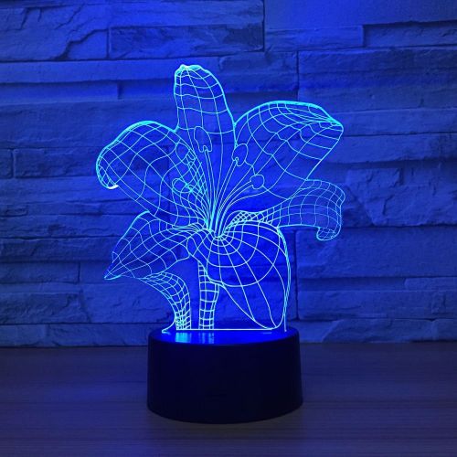  KAIYED 3D Night Light Lily Flower 3D Night Light 7Colors Christmas Gifts Mood Lamp Touch Girl Child Living/Bedroom Table Desk Sleeping Lighting