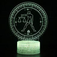 KAIYED Decorative Table Lamp Libra Theme 3D Lamp Led Night Light 7 Color Change Touch Mood Lamp Christmas Present