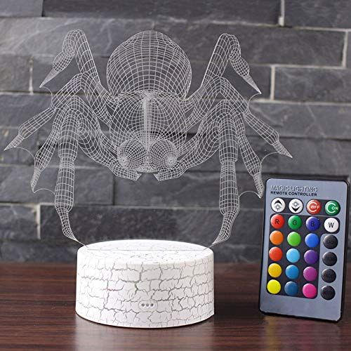  KAIYED Decorative Table Lamp Spider Theme 3D Lamp Led Night Light 7 Color Change Touch Mood Lamp Christmas Present