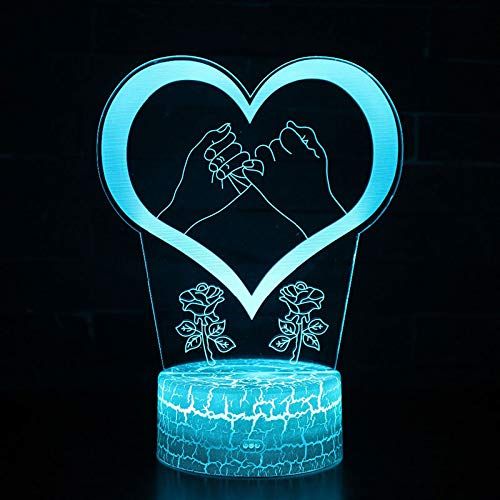  KAIYED Decorative Table Lamp Holding Hands Theme 3D Lamp Led Night Light 7 Color Change Touch Mood Lamp Christmas Present