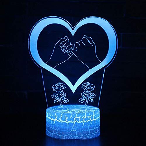  KAIYED Decorative Table Lamp Holding Hands Theme 3D Lamp Led Night Light 7 Color Change Touch Mood Lamp Christmas Present