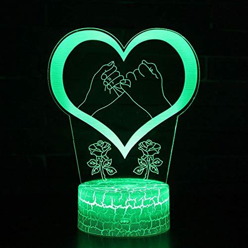  KAIYED Decorative Table Lamp Holding Hands Theme 3D Lamp Led Night Light 7 Color Change Touch Mood Lamp Christmas Present