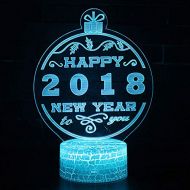 KAIYED Decorative Table Lamp Happy New Year Theme 3D Lamp Led Night Light 7 Color Change Touch Mood Lamp Christmas Present
