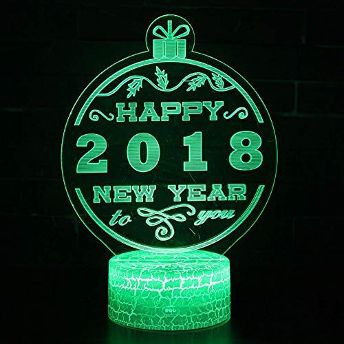  KAIYED Decorative Table Lamp Happy New Year Theme 3D Lamp Led Night Light 7 Color Change Touch Mood Lamp Christmas Present