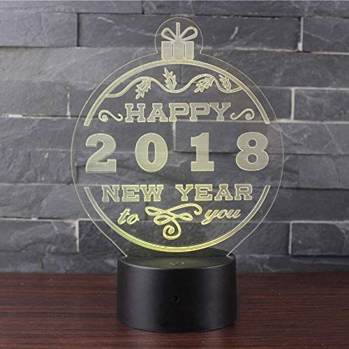  KAIYED Decorative Table Lamp Happy New Year Theme 3D Lamp Led Night Light 7 Color Change Touch Mood Lamp Christmas Present