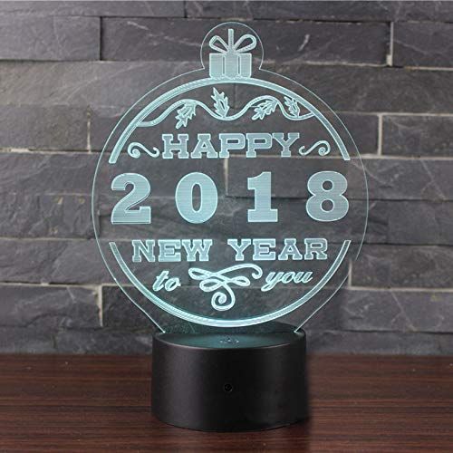  KAIYED Decorative Table Lamp Happy New Year Theme 3D Lamp Led Night Light 7 Color Change Touch Mood Lamp Christmas Present