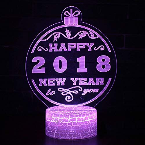  KAIYED Decorative Table Lamp Happy New Year Theme 3D Lamp Led Night Light 7 Color Change Touch Mood Lamp Christmas Present
