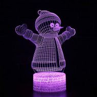 KAIYED Decorative Table Lamp Snowman Theme 3D Lamp Led Night Light 7 Color Change Touch Mood Lamp Christmas Present