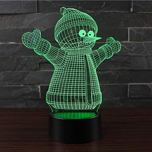  KAIYED Decorative Table Lamp Snowman Theme 3D Lamp Led Night Light 7 Color Change Touch Mood Lamp Christmas Present