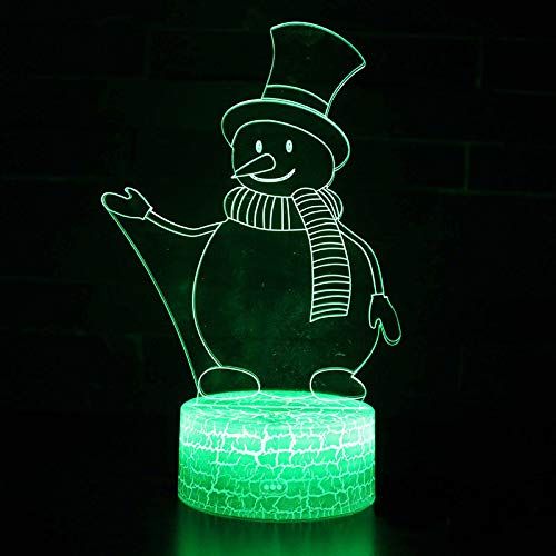  KAIYED Decorative Table Lamp Snowman 3 Theme 3D Lamp Led Night Light 7 Color Change Touch Mood Lamp Christmas Present