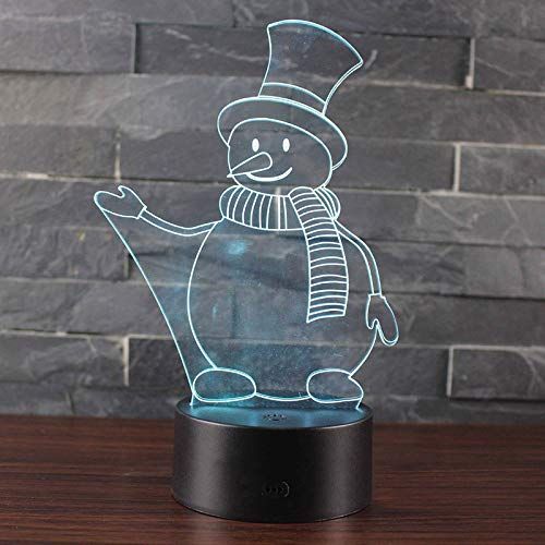  KAIYED Decorative Table Lamp Snowman 3 Theme 3D Lamp Led Night Light 7 Color Change Touch Mood Lamp Christmas Present