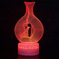 KAIYED Decorative Table Lamp Caged Bird Theme 3D Lamp Led Night Light 7 Color Change Touch Mood Lamp Christmas Present