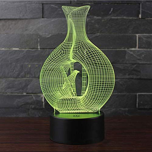  KAIYED Decorative Table Lamp Caged Bird Theme 3D Lamp Led Night Light 7 Color Change Touch Mood Lamp Christmas Present
