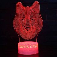 KAIYED Decorative Table Lamp Wolf Head Theme 3D Lamp Led Night Light 7 Color Change Touch Mood Lamp Christmas Present