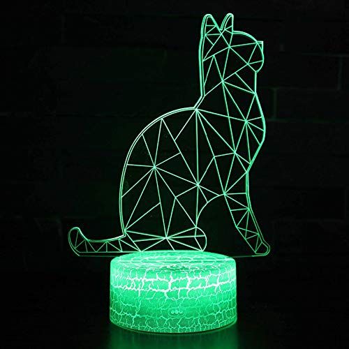  KAIYED Decorative Table Lamp Guardian Cat Theme 3D Lamp Led Night Light 7 Color Change Touch Mood Lamp Christmas Present