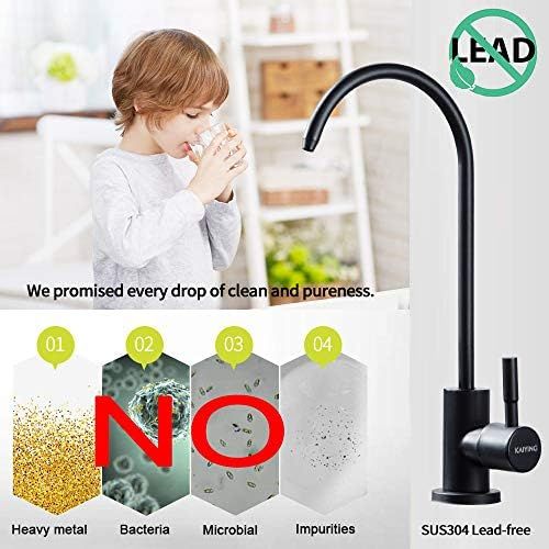  KAIYING RO Water Faucet, Lead-Free Pur Water Filter Faucet for most Reverse Osmosis Units, Kitchen Bar Sink Drinking Water Purifier Faucet, SUS304 Stainless Steel, Black