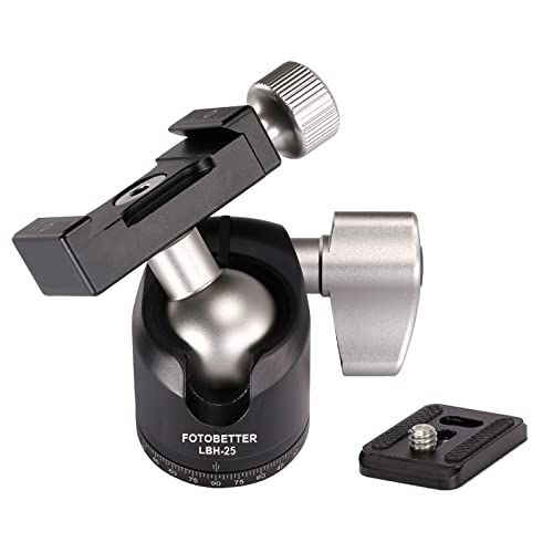  KAKAFOTO FOTOBETTER LBH-25 Mini Low Profile Tripod Ball Head Camera Mount with 1/4 Quick Release Plate for Camera Tripod Light Bracket Arca-Swiss RRS Sunwayfoto Sirui Benro Leofoto Compatib