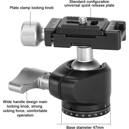  KAKAFOTO FOTOBETTER LBH-25 Mini Low Profile Tripod Ball Head Camera Mount with 1/4 Quick Release Plate for Camera Tripod Light Bracket Arca-Swiss RRS Sunwayfoto Sirui Benro Leofoto Compatib