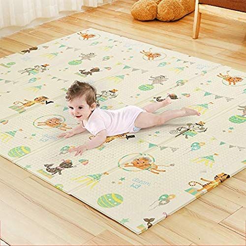  Visit the KAKIBLIN Store Folding Baby Play Mat, KAKIBLN Non Toxic Baby Foam Floor Mat Reversible Waterproof Travel Crawling Mat, 79”x59”x0.4”