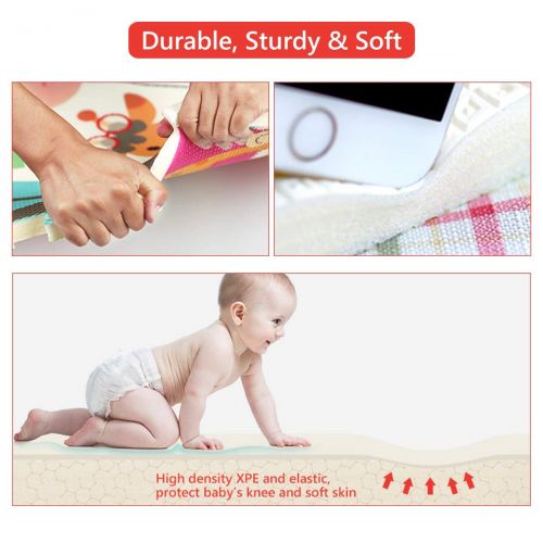  Visit the KAKIBLIN Store Folding Baby Play Mat, KAKIBLN Non Toxic Baby Foam Floor Mat Reversible Waterproof Travel Crawling Mat, 79”x59”x0.4”