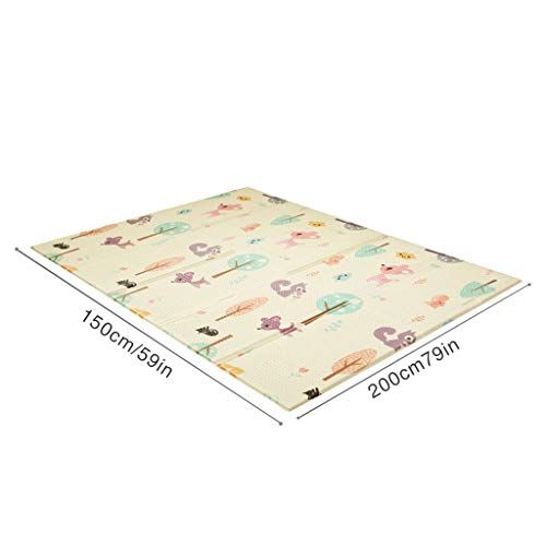  Visit the KAKIBLIN Store Folding Baby Play Mat, KAKIBLN Non Toxic Baby Foam Floor Mat Reversible Waterproof Travel Crawling Mat, 79”x59”x0.4”