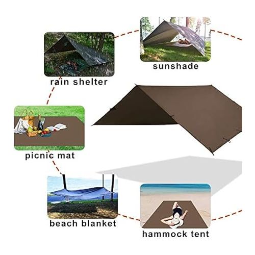  KALINCO Waterproof Camping Tarp Tent Hammock Rain Fly, 10X10FT/10X15FT, Mutifunctional Tent Footprint Lightweight Tarp for Camping, Hiking and Survival Shelter